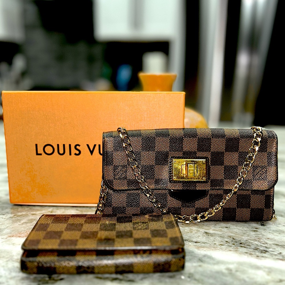 Bundle-Louis Vuitton Authentic Damier Ebene Pattern Rosebery Large Wallet
